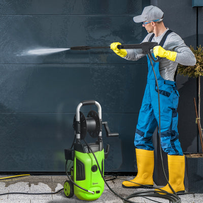 1800W High Pressure Washer 150 Bar with Adjustable Spray Nozzle and Hose Reel by Outsunny AOSOM