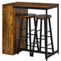 3 Piece Industrial Bar Table and Stool Set with Storage Shelf for Kitchen Use Grey