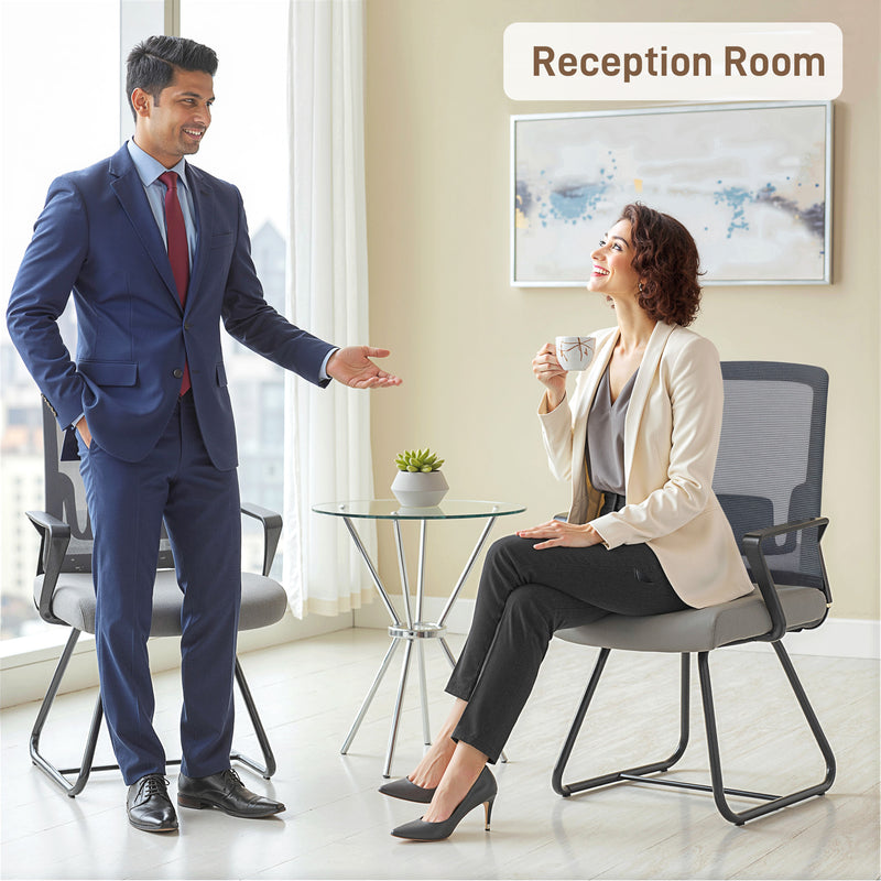 Office Chair with Mesh Back and Lumbar Support for Waiting or Conference Room Dark Grey