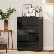 Chest of Drawers with 4 Spacious Handleless Storage Drawers for Bedroom Organisation High Gloss Black AOSOM