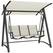 Garden Swing Chair 3 Seater with Adjustable Canopy for Shaded Outdoor Relaxing, Cream White Outsunny