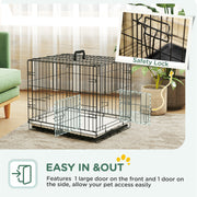 Foldable Black Dog Crate with Two Doors Tray and Cushion for Extra Small Dogs 60 x 40 x 50 by PawHut