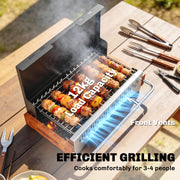 Portable Charcoal BBQ Grill for Easy Outdoor Cooking and Quick Setup Black AOSOM