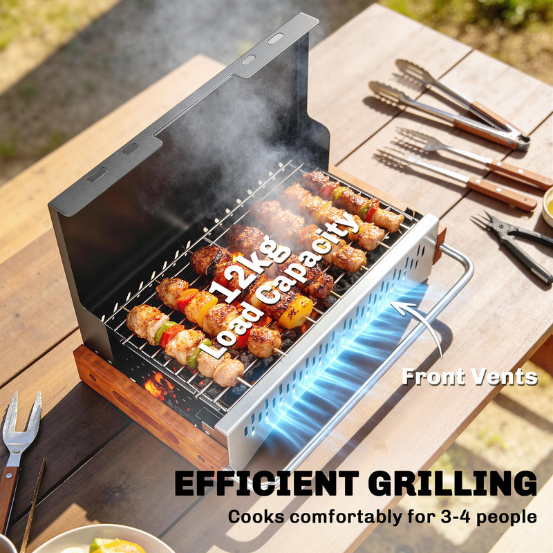 Portable Charcoal BBQ Grill for Easy Outdoor Cooking and Quick Setup Black AOSOM