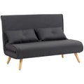 Two Seater Linen Look Sofa Bed Converts to Guest Bed Ideal for Small Spaces Charcoal Grey