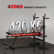 Adjustable Weight Bench with Squat Rack and Dip Station for Home Gym Training Black AOSOM
