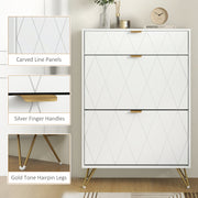 Slim Shoe Storage Cabinet with Two Flip Drawers Ideal for Hallways White