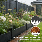 Metal Garden Border Fence Easy Fit Flexible Panels for Neat Flowerbeds and Paths Black AOSOM