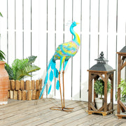 Peacock Garden Statue Metal Ornament with Stakes for Patio and Pond Decoration by Outsunny
