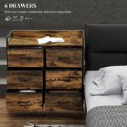 Rustic Storage Chest with Six Fabric Drawers Ideal for Bedroom or Hallway Rustic Brown