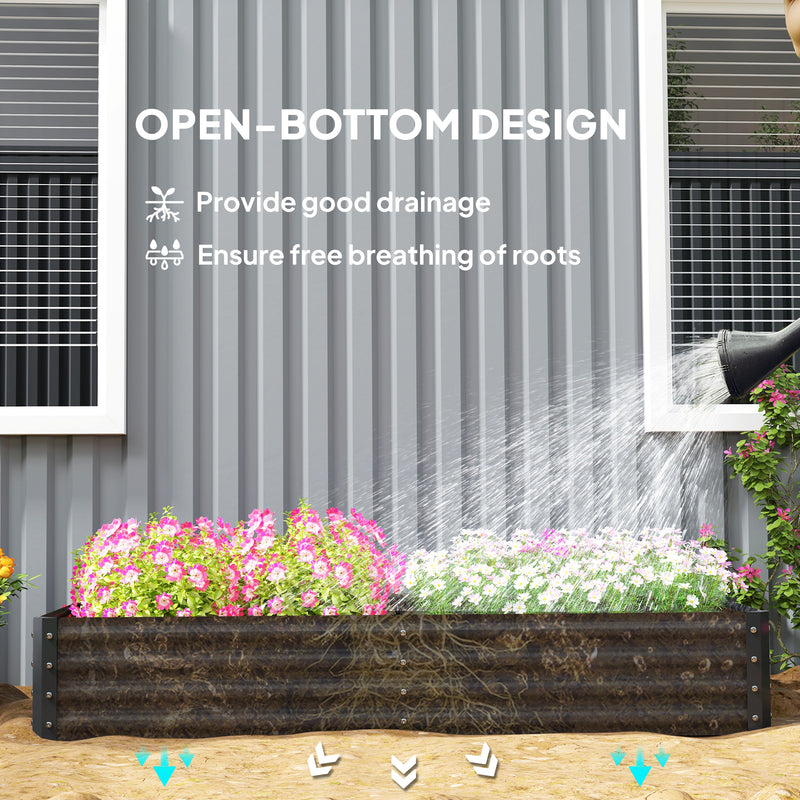 Raised Garden Bed 180 x 90cm Metal Planter Box Ideal for Vegetables and Herbs Grey AOSOM