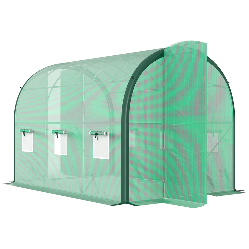 Polytunnel Greenhouse with Windows and Doors Green 3x2m by Outsunny