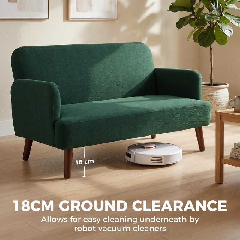 2 Seater Sofa with Raised Legs for Easy Cleaning and Compact Living Spaces Dark Green