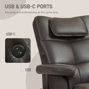 Brown Faux Leather Massage Recliner Chair with Storage Ottoman Footstool by HOMCOM