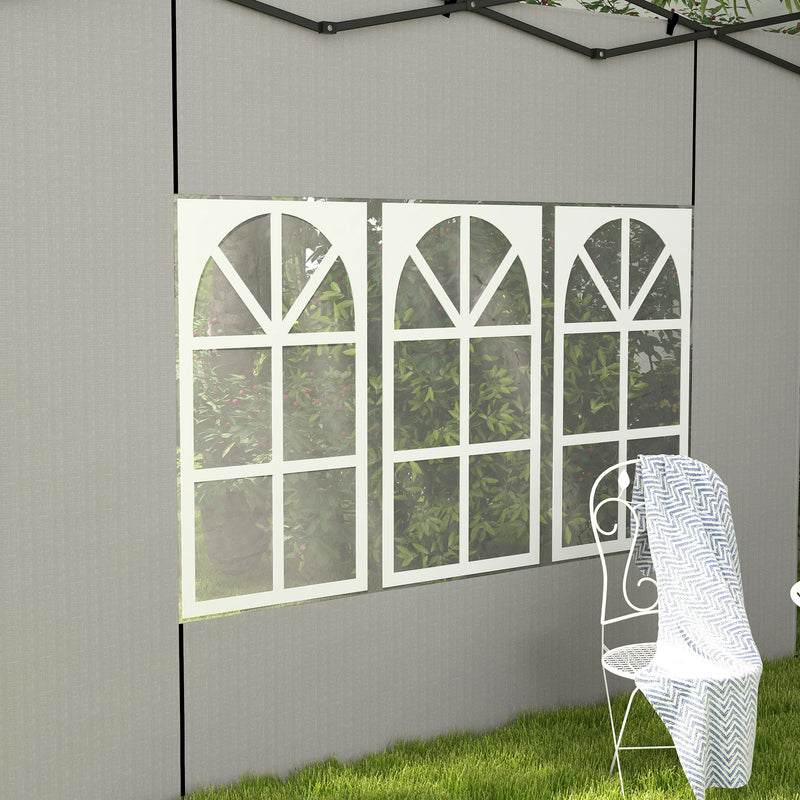 White Gazebo Side Panels With Windows 2 Pack For 3x3m Or 3x6m Garden Canopy Shelter