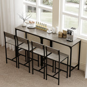 3 Piece Industrial Bar Table Set with Stools and Backrests for Small Dining Areas Grey