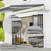 Dark Grey Manual Retractable Awning 2.5 x 2m UV Resistant Sun Shade by Outsunny