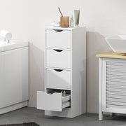 Bathroom Storage Cabinet with Four Drawers for Small Spaces Slim Design White AOSOM