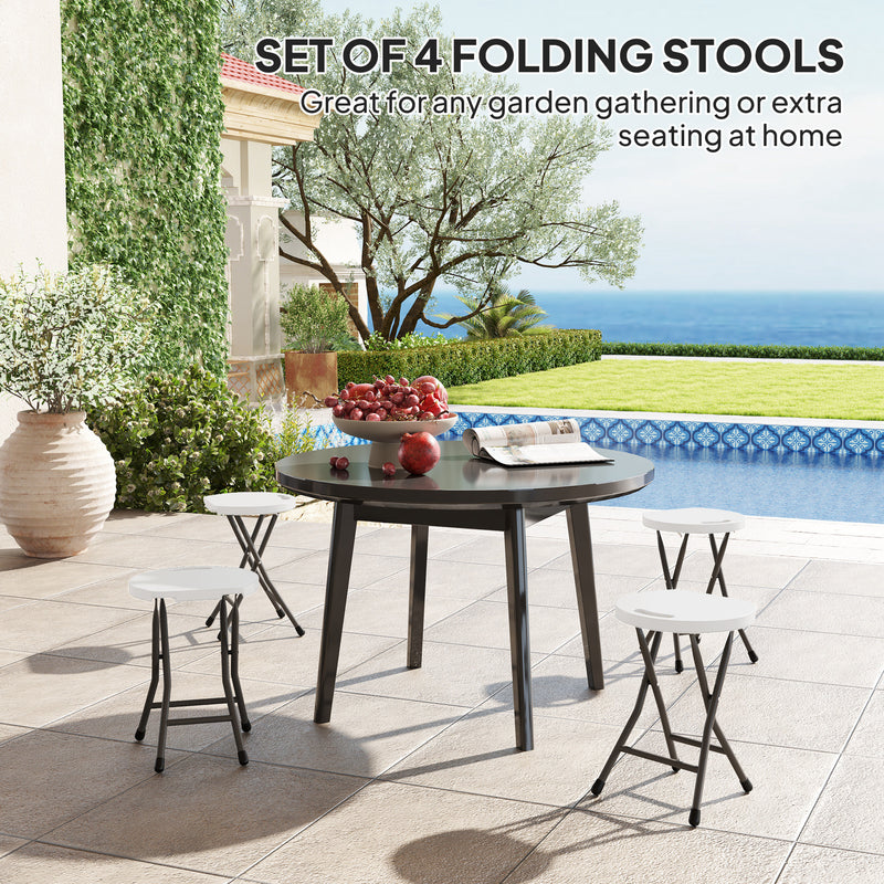 Set of Four White Folding Carry Stools Lightweight and Portable by Outsunny