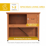 Two Tier Wooden Rabbit Hutch with Run 102cm Large Guinea Pig Cage for Outdoors Orange