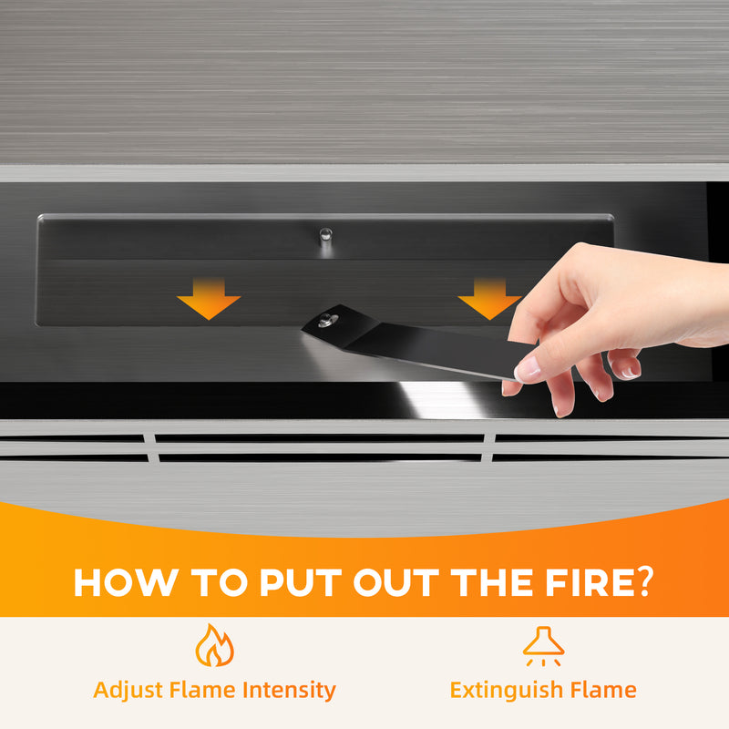 Stainless Steel Indoor Ethanol Fireplace Insert with 0.9L Burner Silver by HOMCOM