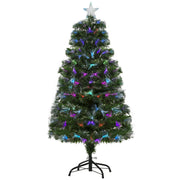 Front view of the 4ft green fibre optic Christmas tree with a star topper