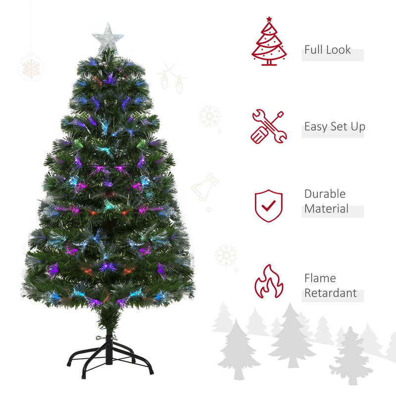 Tree with icons for full look, easy set up, durable material and flame retardant