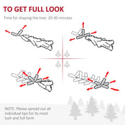 Four-step diagram showing how to spread out the branch tips, shaping time 20-30 minutes