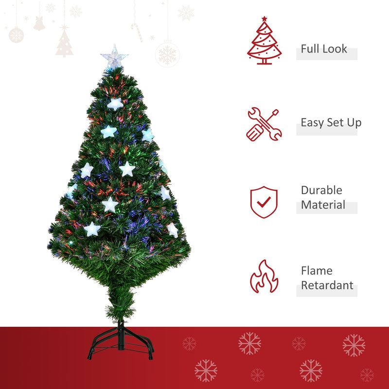 Tree with icons for full look, easy set up, durable material and flame retardant