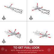 Four-step diagram showing how to spread out the branch tips