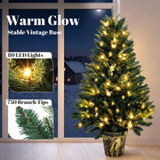 Lit tree by a night window with close-ups of the 80 LED lights and 750 branch tips