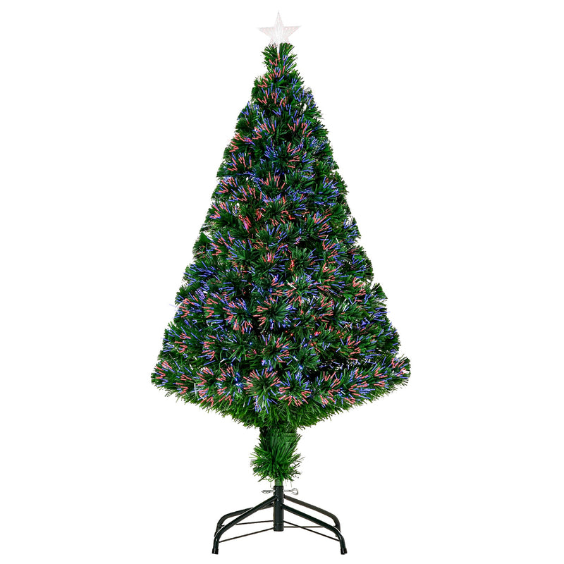 4ft green fibre optic Christmas tree with a star topper on a black metal stand