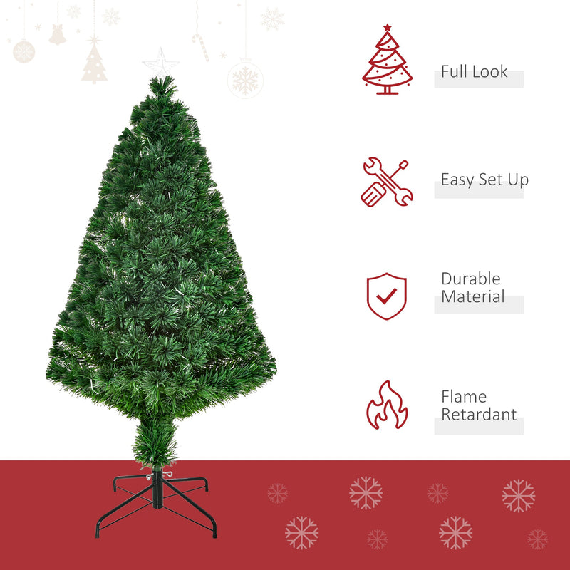 Tree with icons for full look, easy set up, durable material and flame retardant