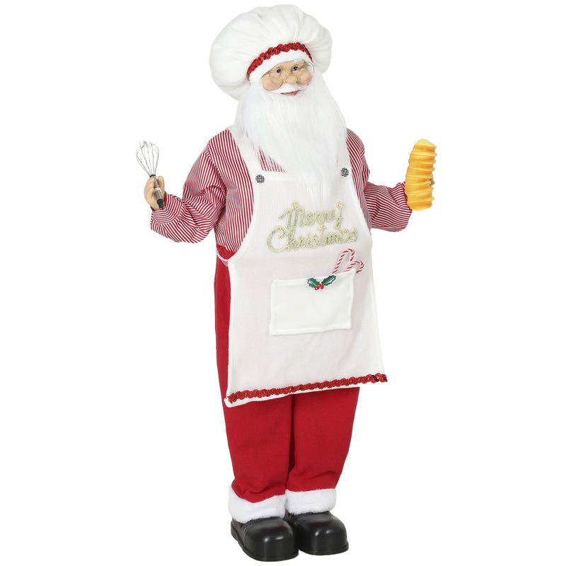 Red chef Santa Claus figure with whisk and bread on a white background