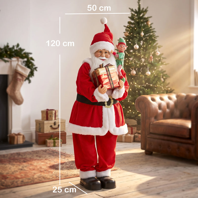 Santa figure in a living room with 120 cm height and 50 x 25 cm base marked