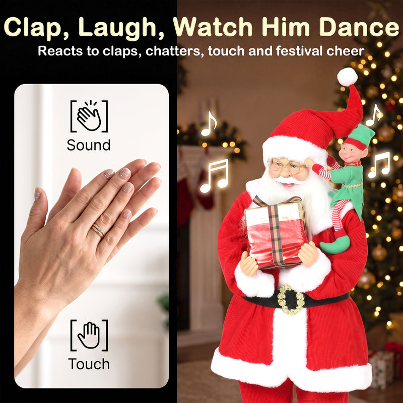 Sound and touch activation graphic beside the Santa figure