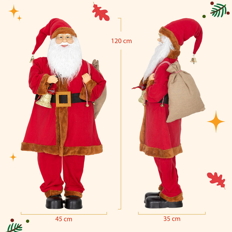 Dimension diagram showing the Santa figure's height, width and depth measurements
