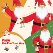 Close-up of the Santa figure's bendable arm posed ringing its gold bell