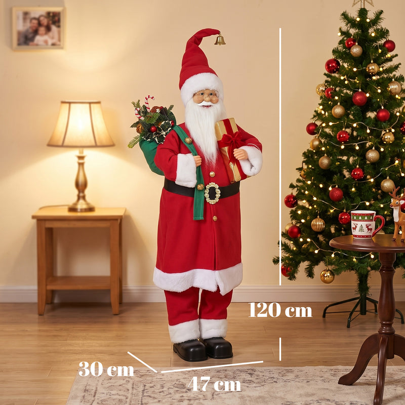 Santa figure in a living room with 120 cm height and 47 x 30 cm base marked