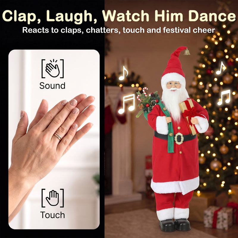 Sound and touch activation graphic beside the Santa figure