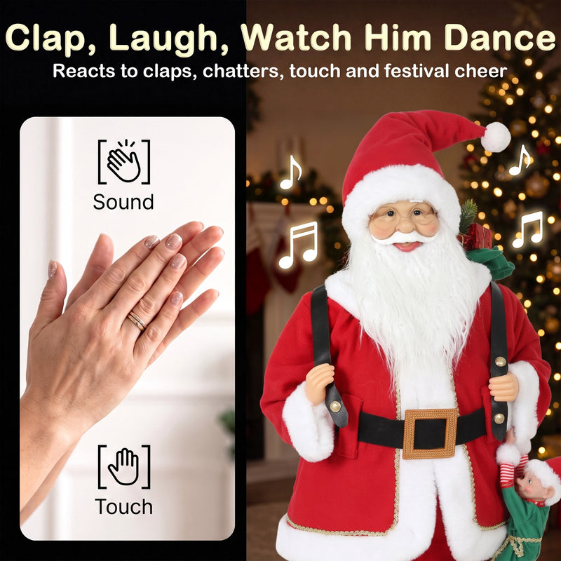 Sound and touch activation graphic beside the Santa figure