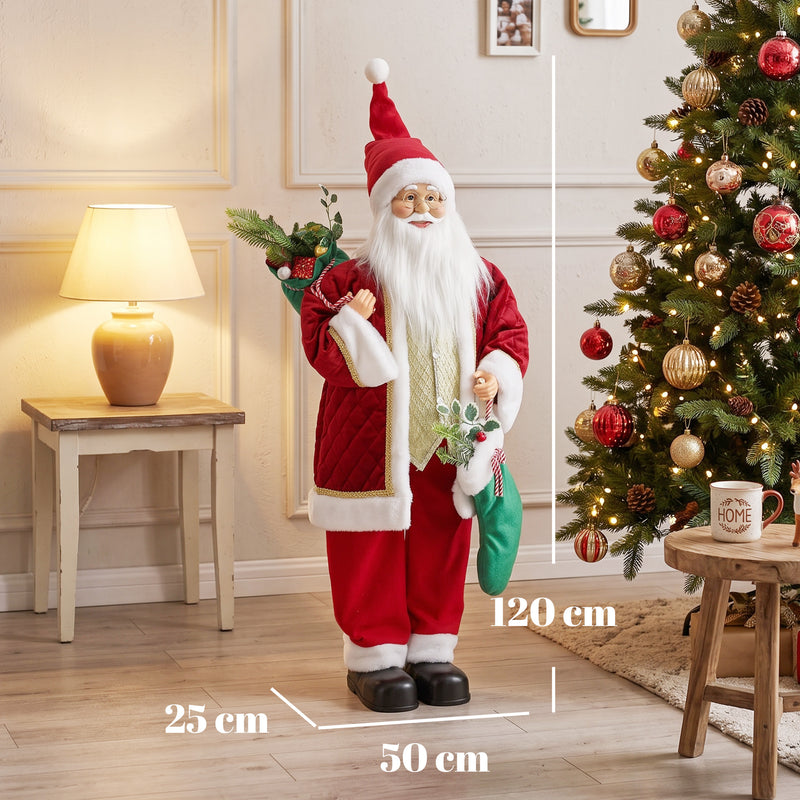 Santa figure in a living room with 120 cm height and 50 x 25 cm base marked