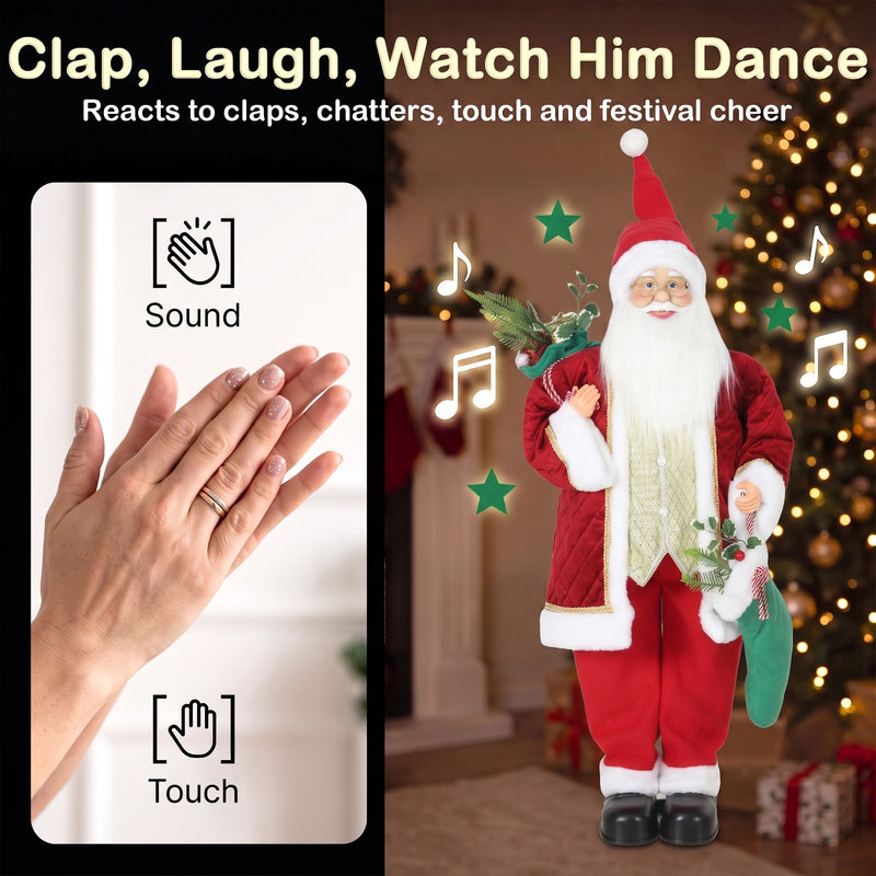 Sound and touch activation graphic beside the Santa figure