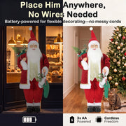 Battery-powered graphic showing 3 AA batteries and cordless placement