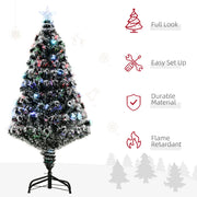 Tree with icons for full look, easy set up, durable material and flame retardant
