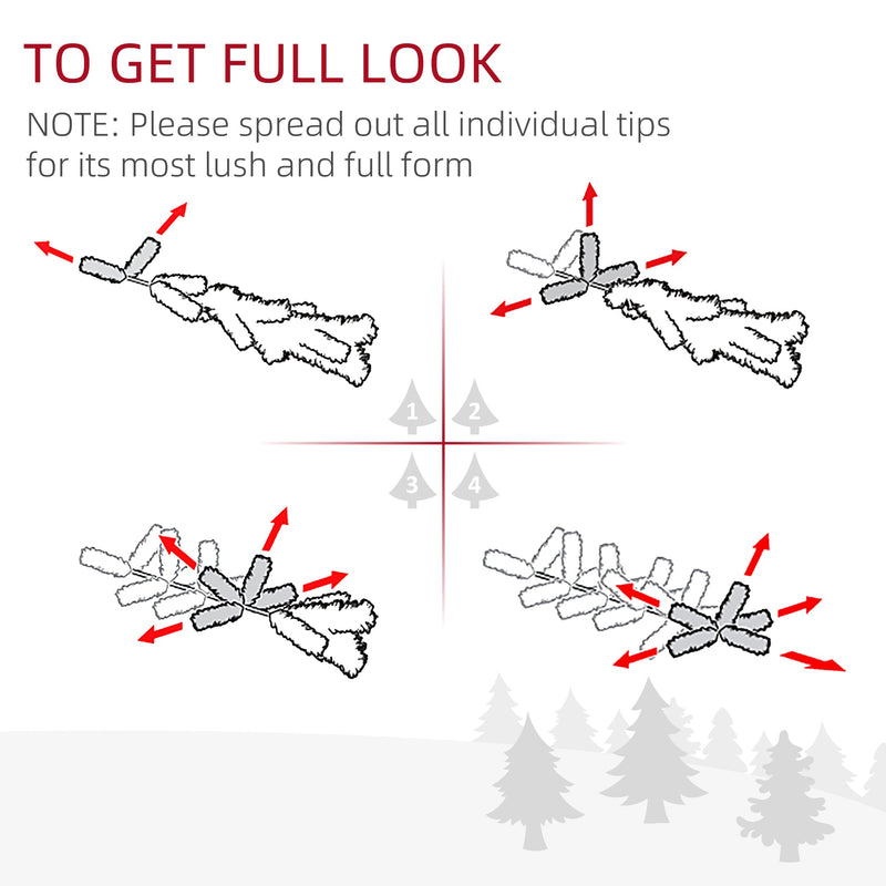 Four-step diagram showing how to spread out the branch tips