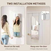 White Lockable Jewellery Cabinet with LED Lights and Black Lining 108 x 37cm by HOMCOM