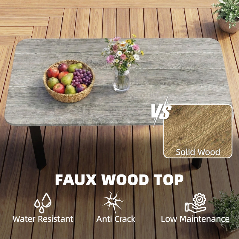 Outdoor Coffee Table with Weatherproof Composite Top for Garden or Patio Use Grey Outsunny