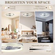 Smart Ceiling Fan With Adjustable Light and App Control for Year Round Home Comfort Silver Tone AOSOM