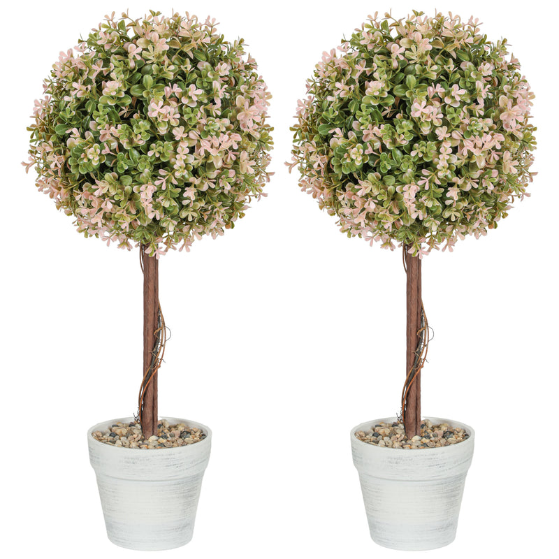 Set of 2 Artificial Murraya Plants 60cm Cream White for Indoor Outdoor Decor by HOMCOM